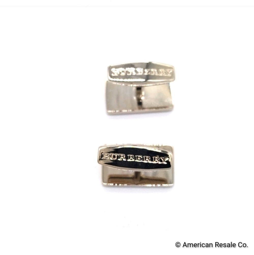 SALE! Vintage Burberry Nova Check Silver Signed Cufflinks - Picture 5 of 7